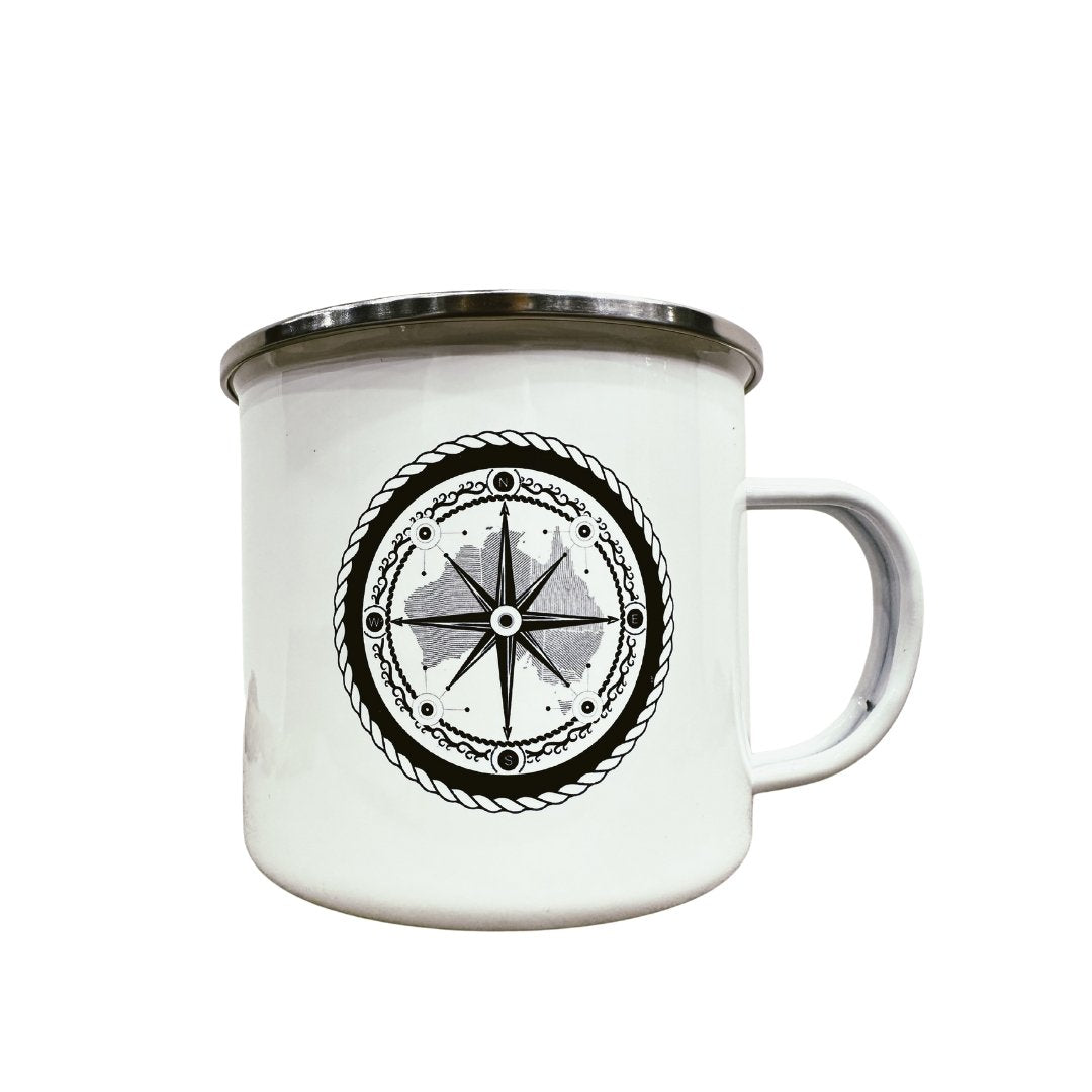 GD Kangaroo & Compass - 500mL Camping Enamel Mug - Design 3 - #Groundeddrops#