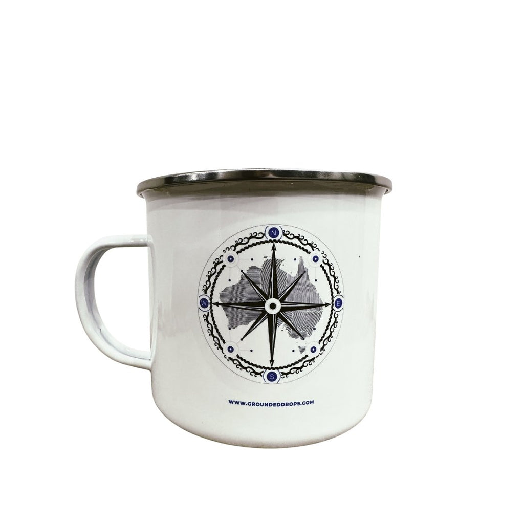 The GD Compass - 500mL Enamel Mug - Design 4 - #Groundeddrops#