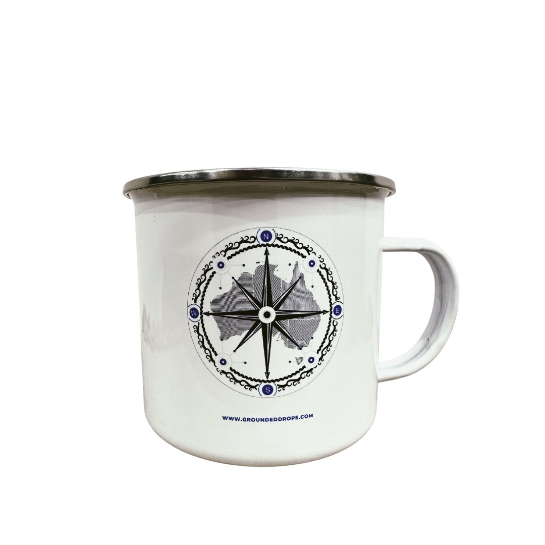 The GD Compass - 500mL Enamel Mug - Design 4 - #Groundeddrops#